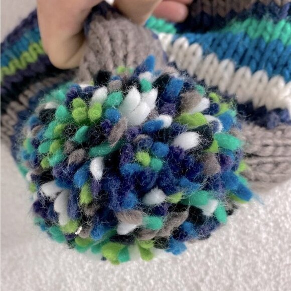 5/$25 Unisex Blue Green Grey Knit Fleece Lined Winter Hat With Ear Flaps - Picture 5 of 16